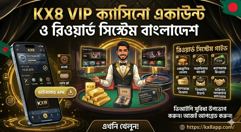KX8 VIP ক্যাসিনো একাউন্ট ও রিওয়ার্ড সিস্টেম বাংলাদেশ