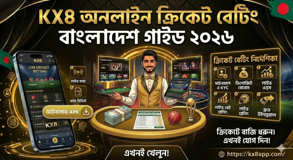 KX8 অনলাইন ক্রিকেট বেটিং বাংলাদেশ গাইড ২০২৬